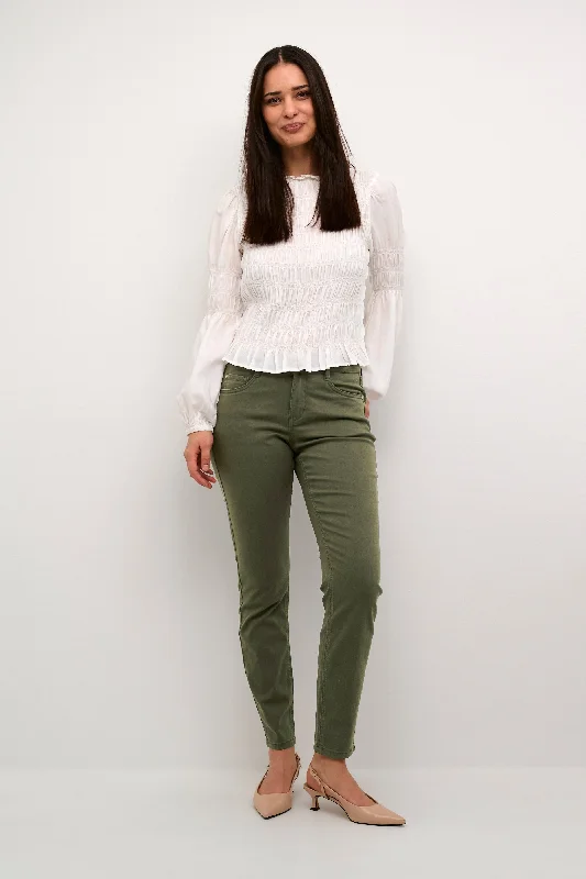 Cream Ann Twill Pant- Coco Fit