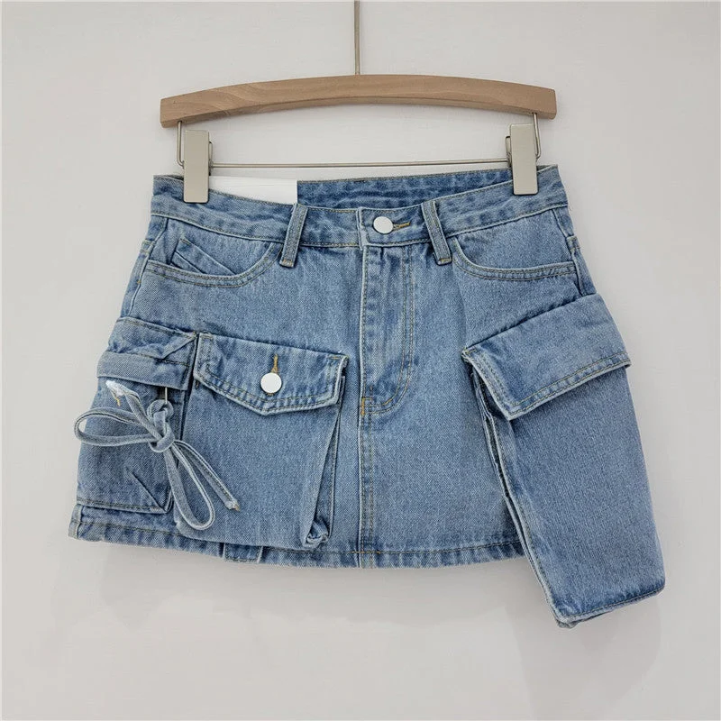 Factory ready to ship S-XL fashion denim jeans cargo skirt womens skirts with pockets