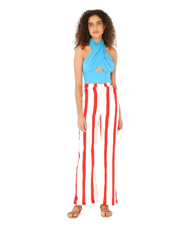 Red Striped Linen Pants