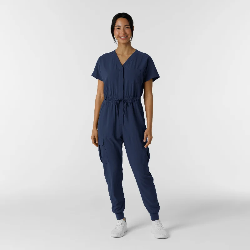 RENEW Women's Cargo Jogger Scrub Jumpsuit - Navy