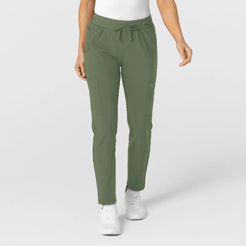 W123 Women's Flex-n-Reach Track Scrub Pant - Olive