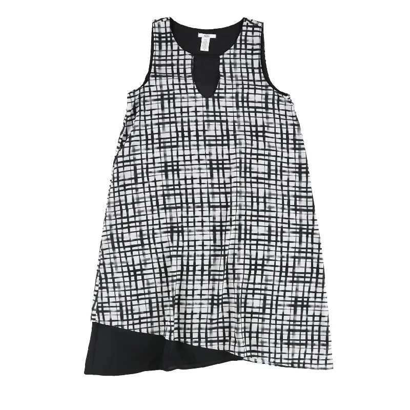 Bar Iii Womens Sleeveless Grid Shift Dress