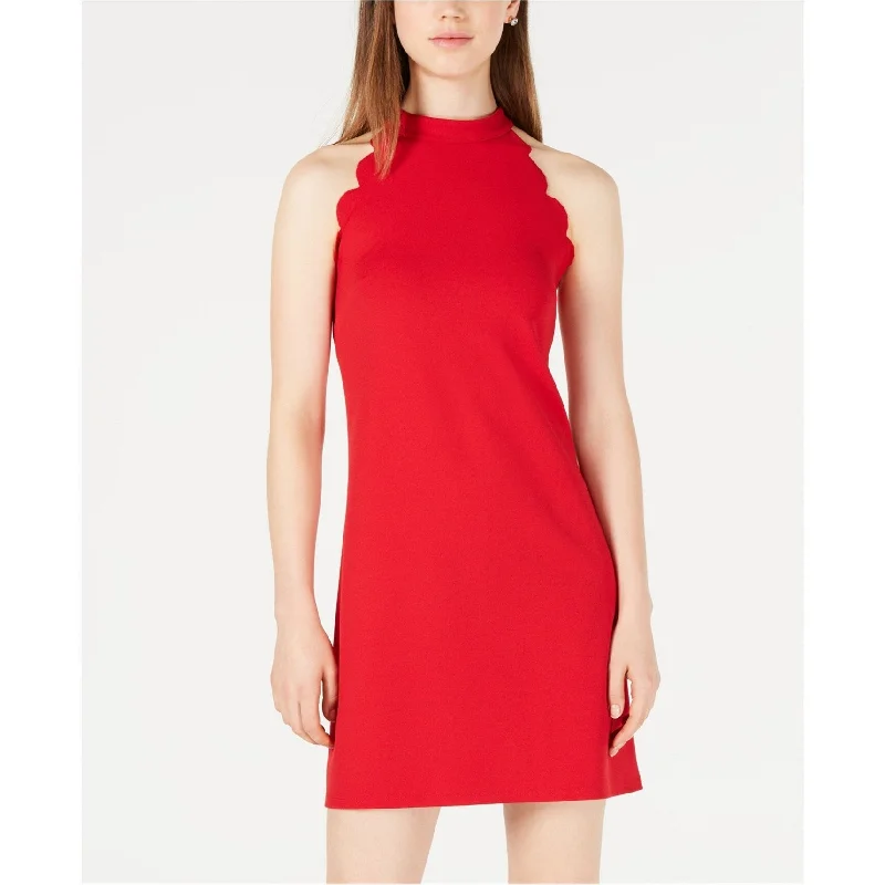 BCX Womens Scalloped Edge Halter Sheath Dress, Red, Small