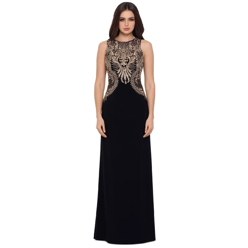 Betsy & Adam Womens Embellished Bodice Gown Dress