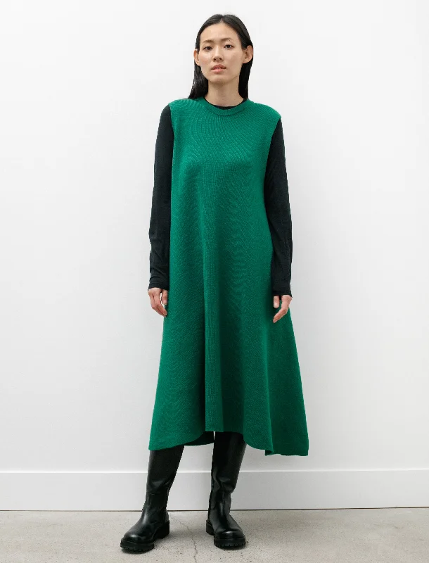 Wool Milan Sleeveless Dress Grass