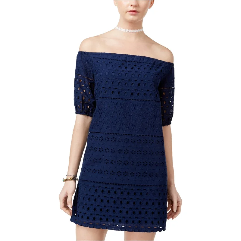 City Chic Womens Textured A-line Dress, Blue, Medium