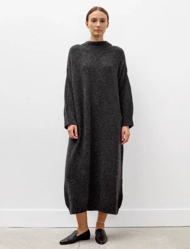 Oversized Roundneck Cashmere/Silk Dress Charcoal