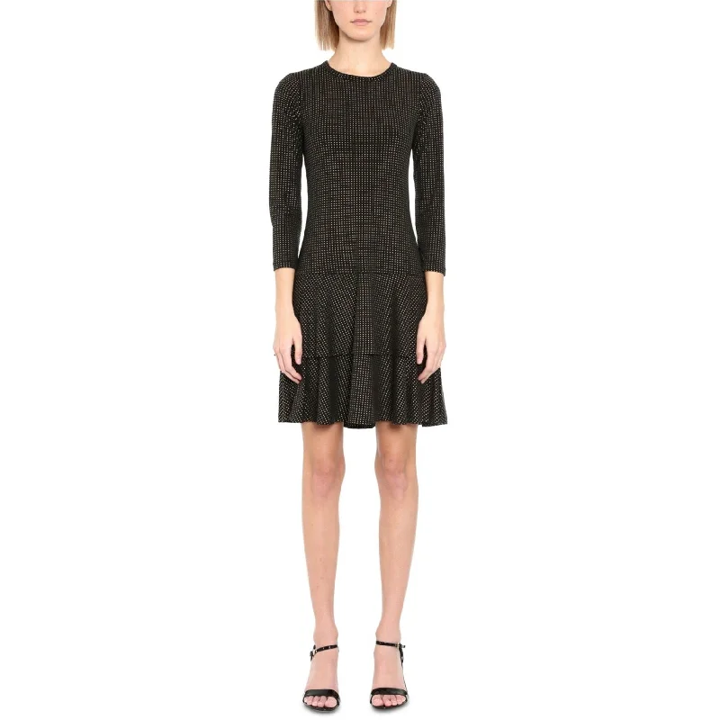 Michael Kors Womens Metallic Dot Flounce Dress