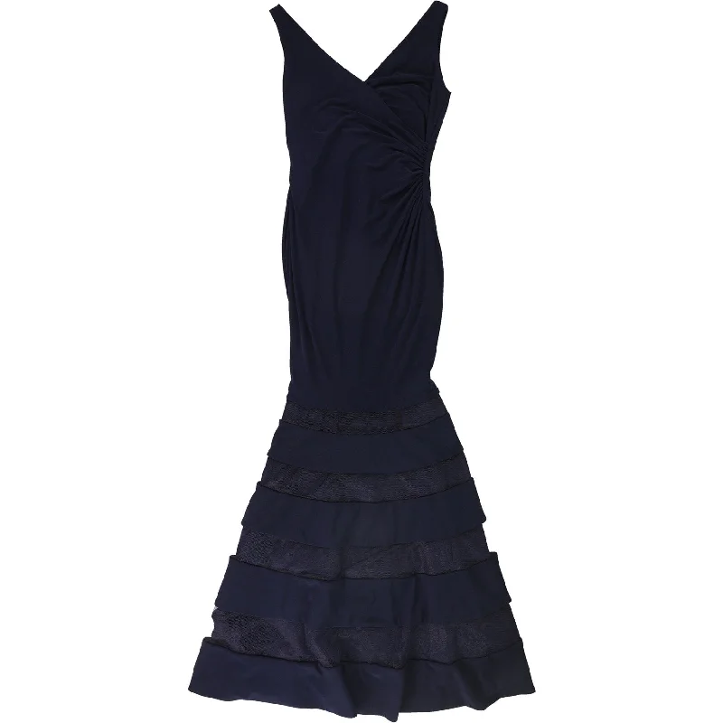 Ralph Lauren Womens Cleveland Tulle Stripe Gown Dress, Blue, 2