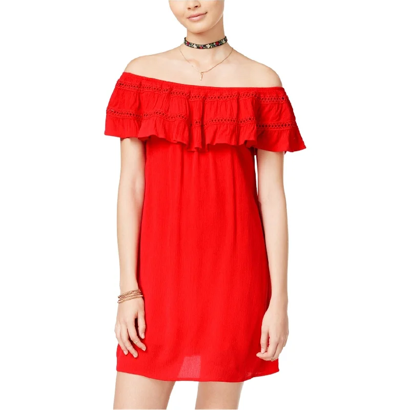 Speechless Womens Ruffle A-line Dress, Red, Medium