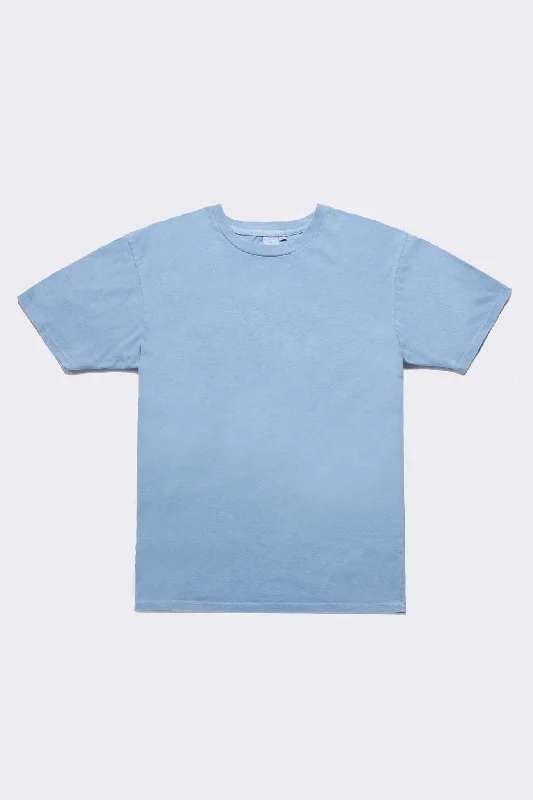 Indigo Dyed Light Blue Women's Organic Unisex Style Crew Tee