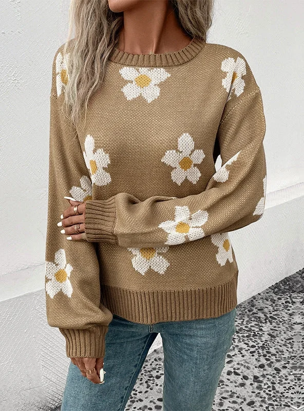 FASHION WOMEN LONG SLEEVE JACQUARD SWEATER