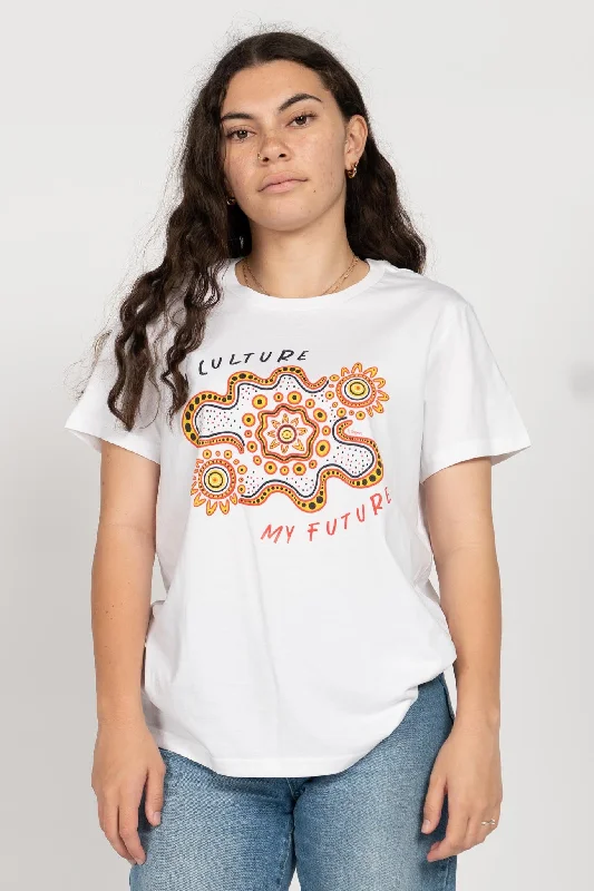 Gather and Thrive White Cotton Crew Neck Women's T-Shirt