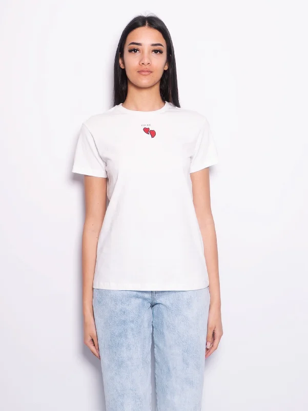 T-shirt con  Cuori Ricamati Bianco