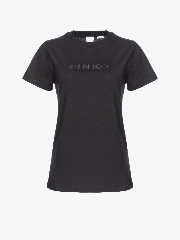 T-shirt con Logo Ricamato Nero