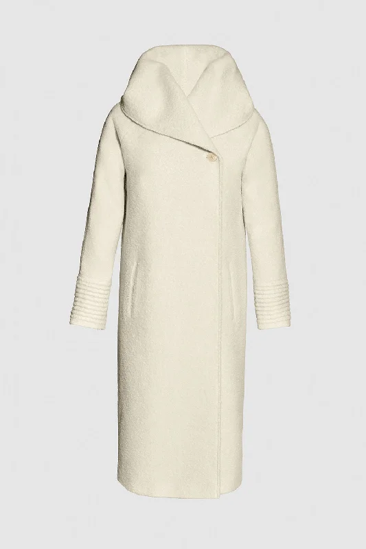 Bouclé Alpaca Long Hooded Coat