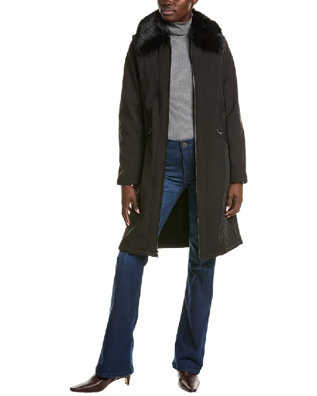 Kenneth Cole Long Belted Soft Shell Coat