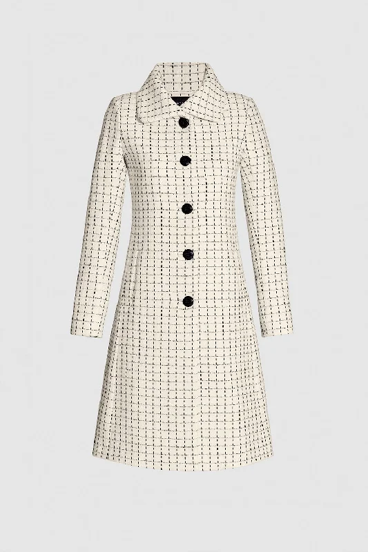 Tweed Baby Alpaca Empire Waist A-line Coat