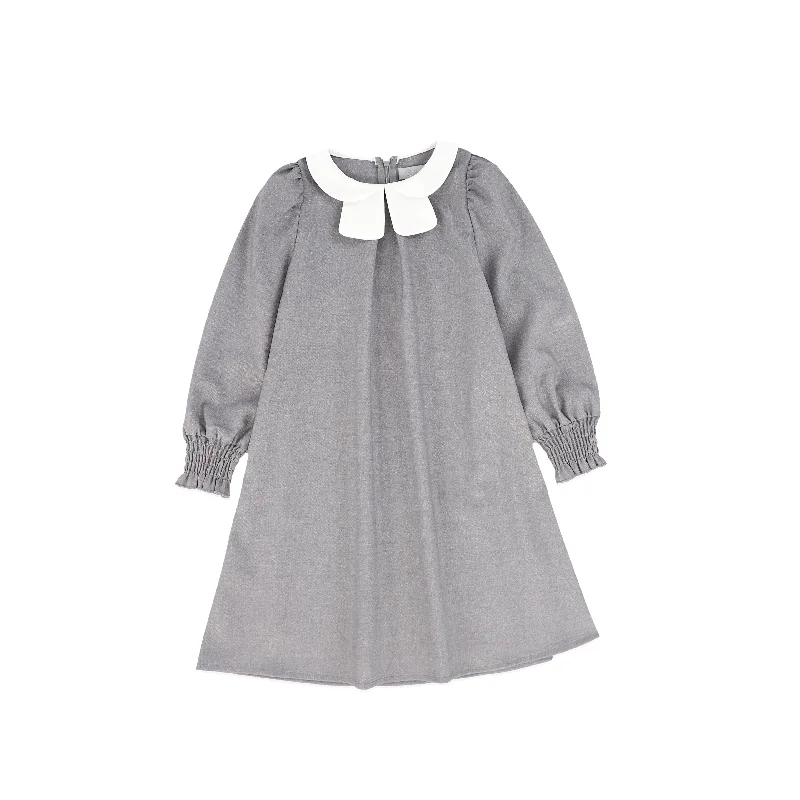 BACE COLLECTION GREY FRONT PLEAT PETER PAN COLLAR DRESS [FINAL SALE]