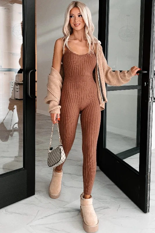 Better By The Minute Sweater Knit Catsuit (Mocha)