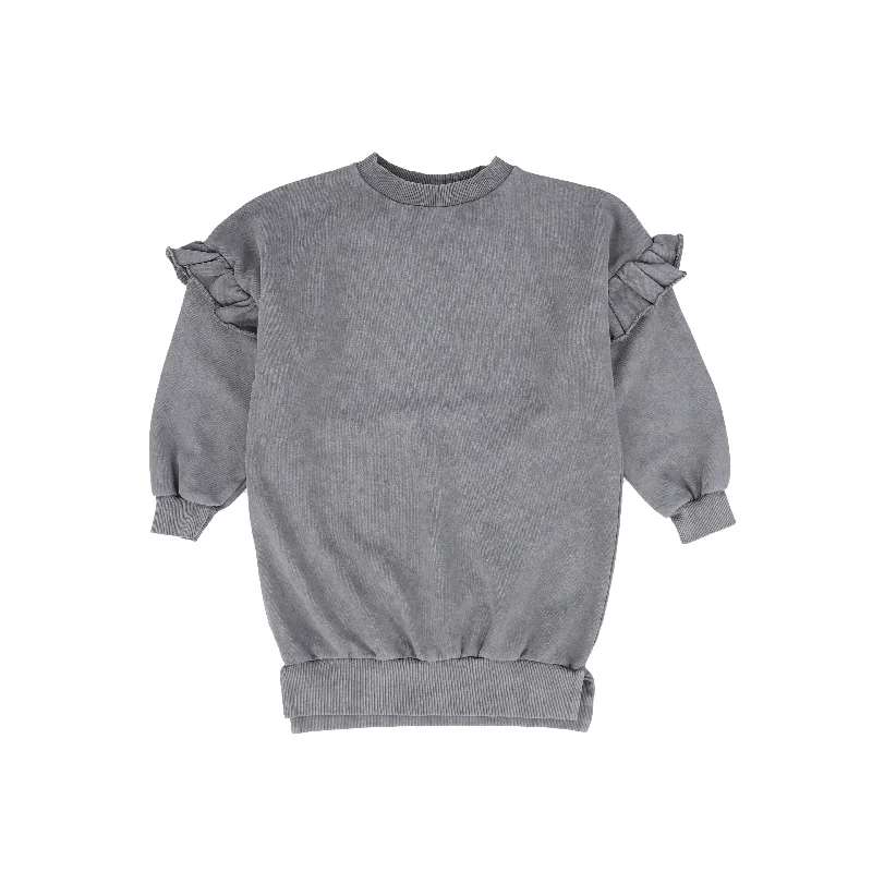 BOOSO GREY RUFFLE TRIM SWEATSHIRT DRESS [FINAL SALE]