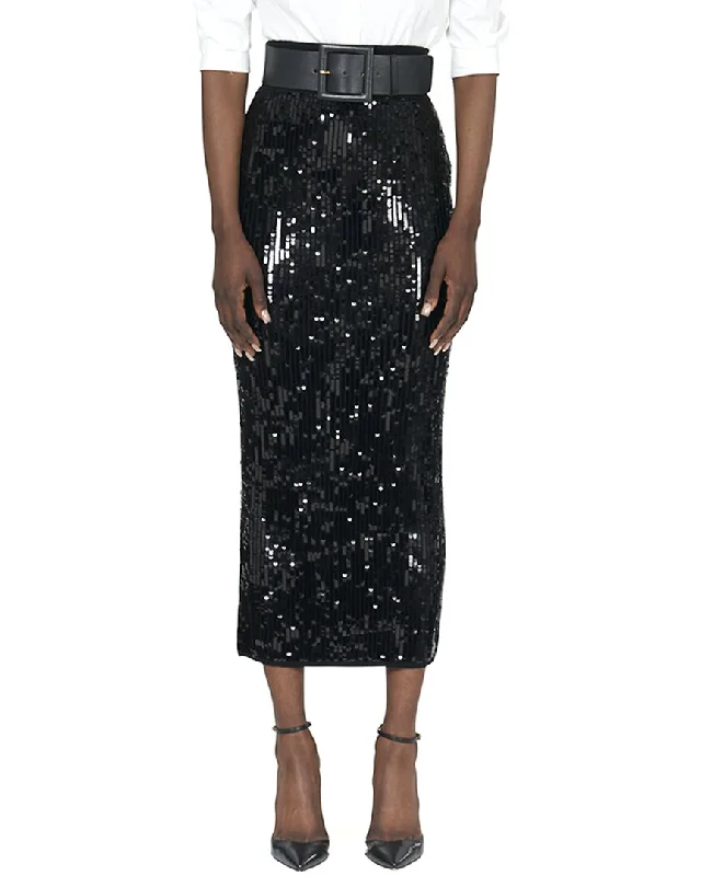 Carolina Herrera Embellished Sequined Knit Wool-Blend Midi Skirt