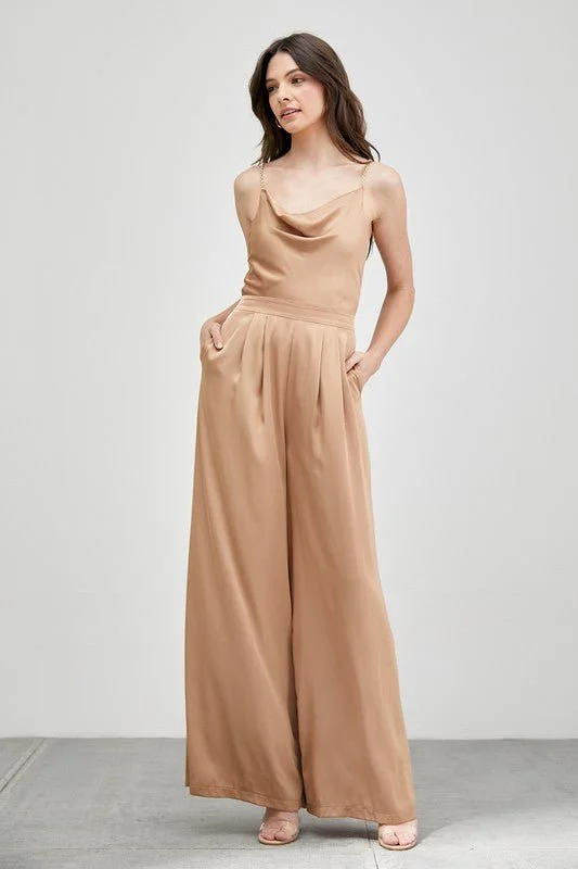 Marta Cowl Neck Jumpsuit - Taupe