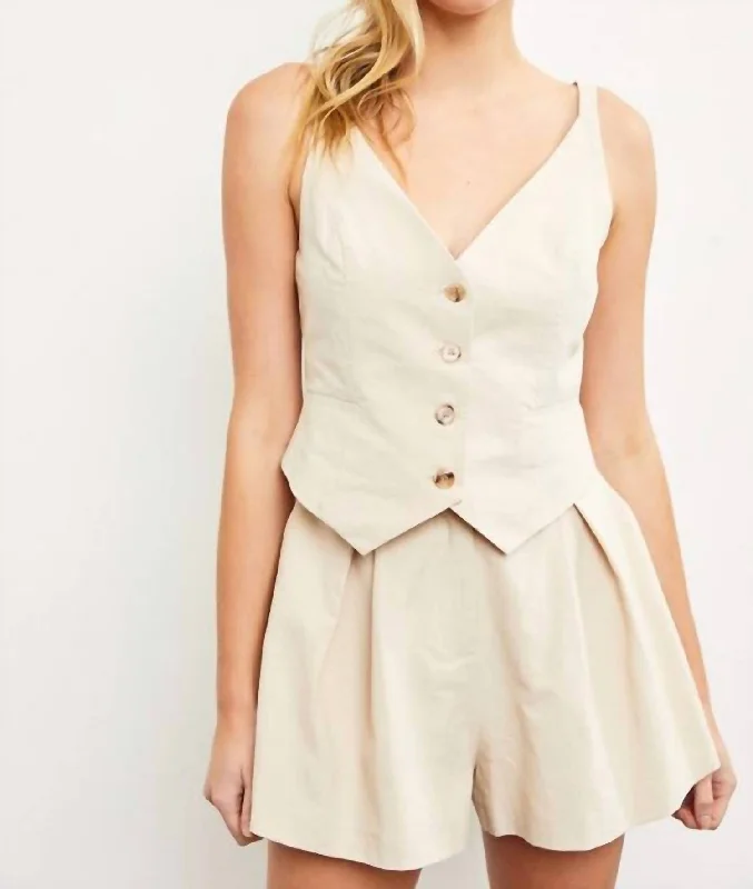 Rebecca Vest Romper In Natural