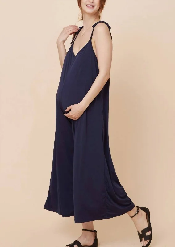 Stretch Jersey Jumpsuit In Navy