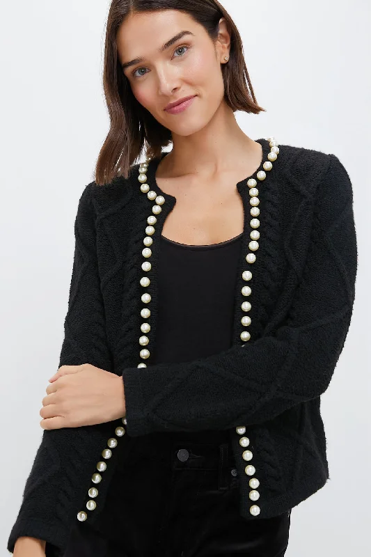 Black Pearl Trim Piper Cardigan