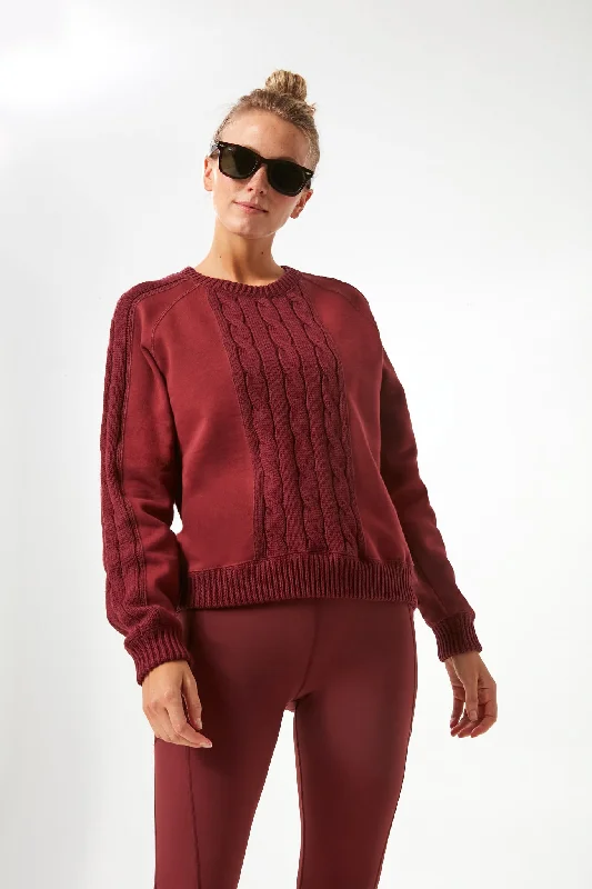 Crimson Cable Knit Reid Sweatshirt