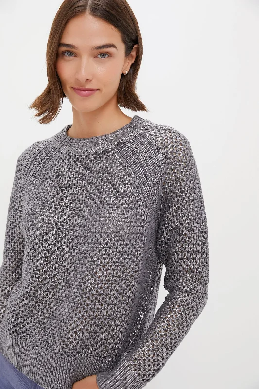 Gunmetal Crochet Aspen Crewneck Sweater