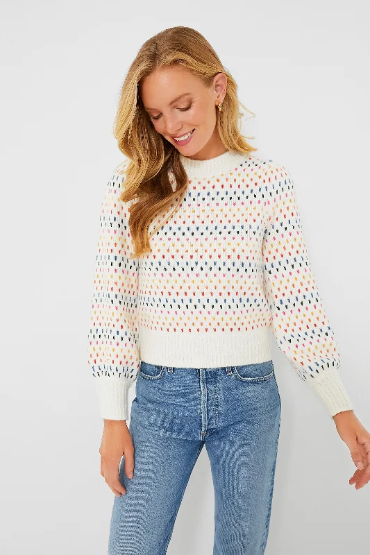 Rainbow Alma Puff Sleeve Sweater